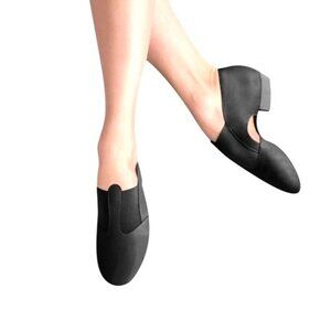 Leo's Jazz Sandals Dance Shoes Split Sole Slip On Gore Stretch Black Leather 4